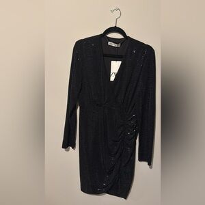 Zara Elegant Black Long Sleeve Dress